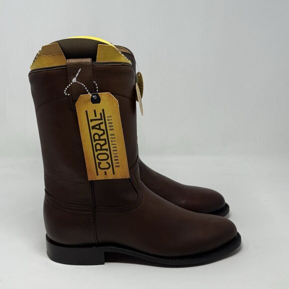 Corral A4068 Cowboy Roper Boots Mens 7 D Brown Cow Leather Mid Calf Western - Picture 1 of 16